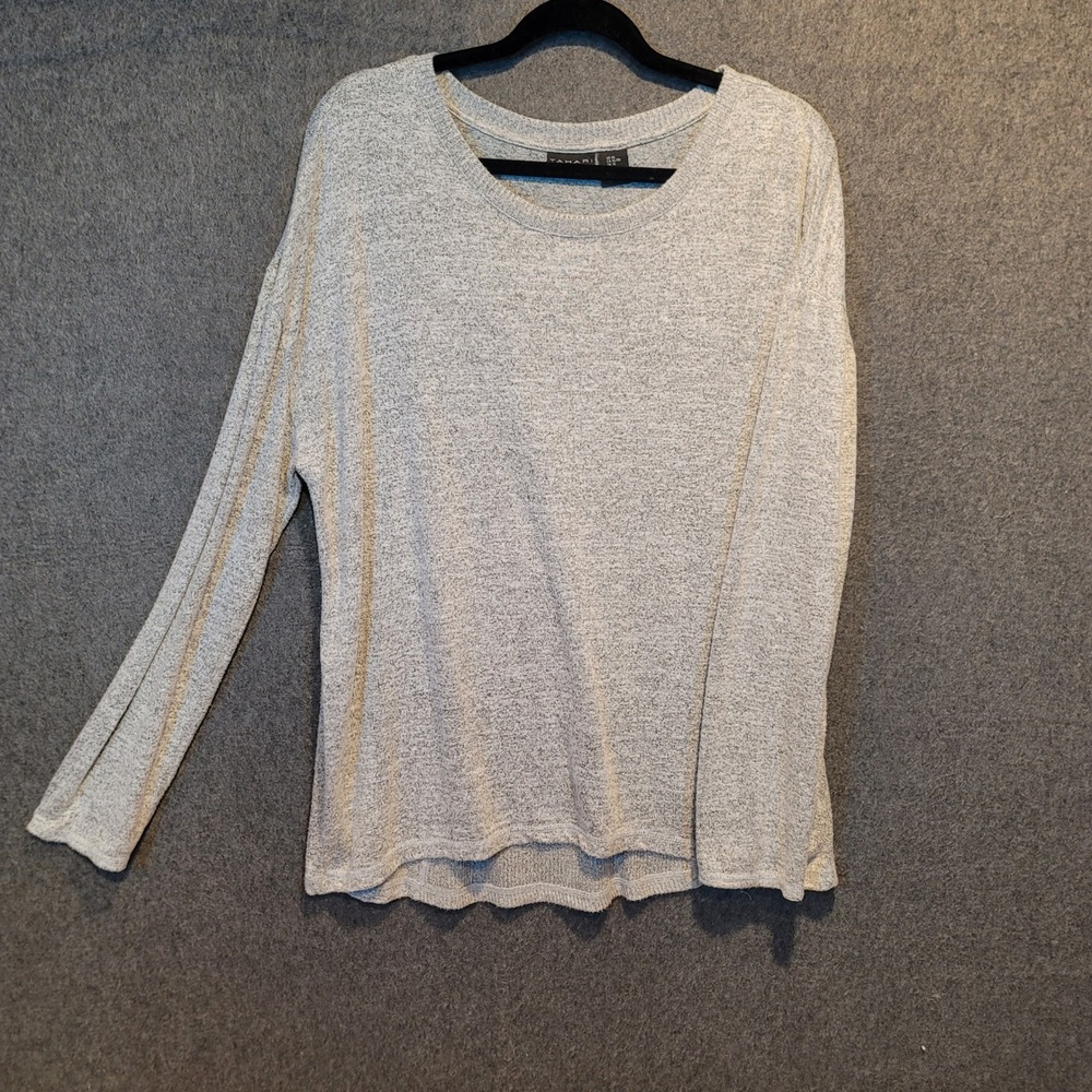 Tahari Women's‎ Heathered Gray Long Sleeve Cozy Knit Top XL